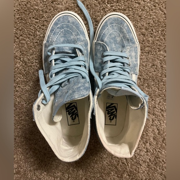 Vans SK8-Hi Tapered Denim Destroy Sneakers in Sky Blue - Picture 2 of 4